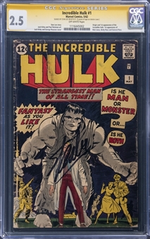 1962 Marvel Comics "Incredible Hulk" #1 - (First Appearance fo the Hulk, Signed by Stan Lee) - CGC 2.5 Off-White Pages